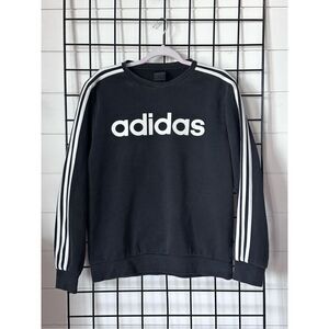 Adidas 3-Stripe Logo Sweatshirt‎ Mens M Black White Classic Athletic